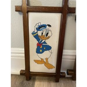 Disney Donald Duck Cross Stitch Decor - Blue and White
